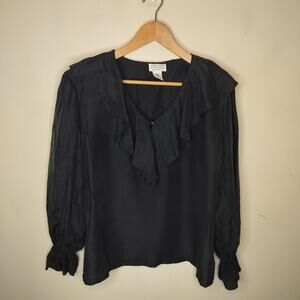 Vintage Express 100% Silk Ruffled Blouse Campagnie Internationale